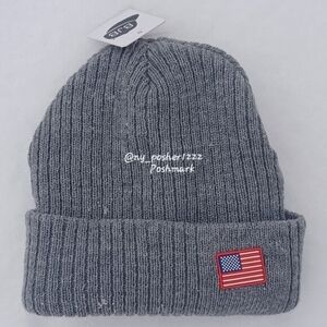 BJB American Flag Knit Beanie Ski Cap Gray